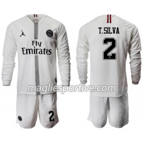 Completo Calcio Paris Saint Germain T.SILVA 2 Jordan Bianco Bambino Divisa Terza 2018/2019 ML